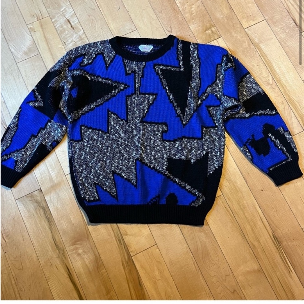 Vintage Arielle Sweater blue gray black design size small